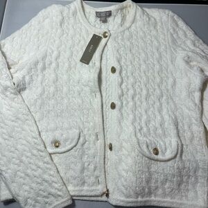 NWT J. Crew Women's White Textured Sweater Jacket Cardigan